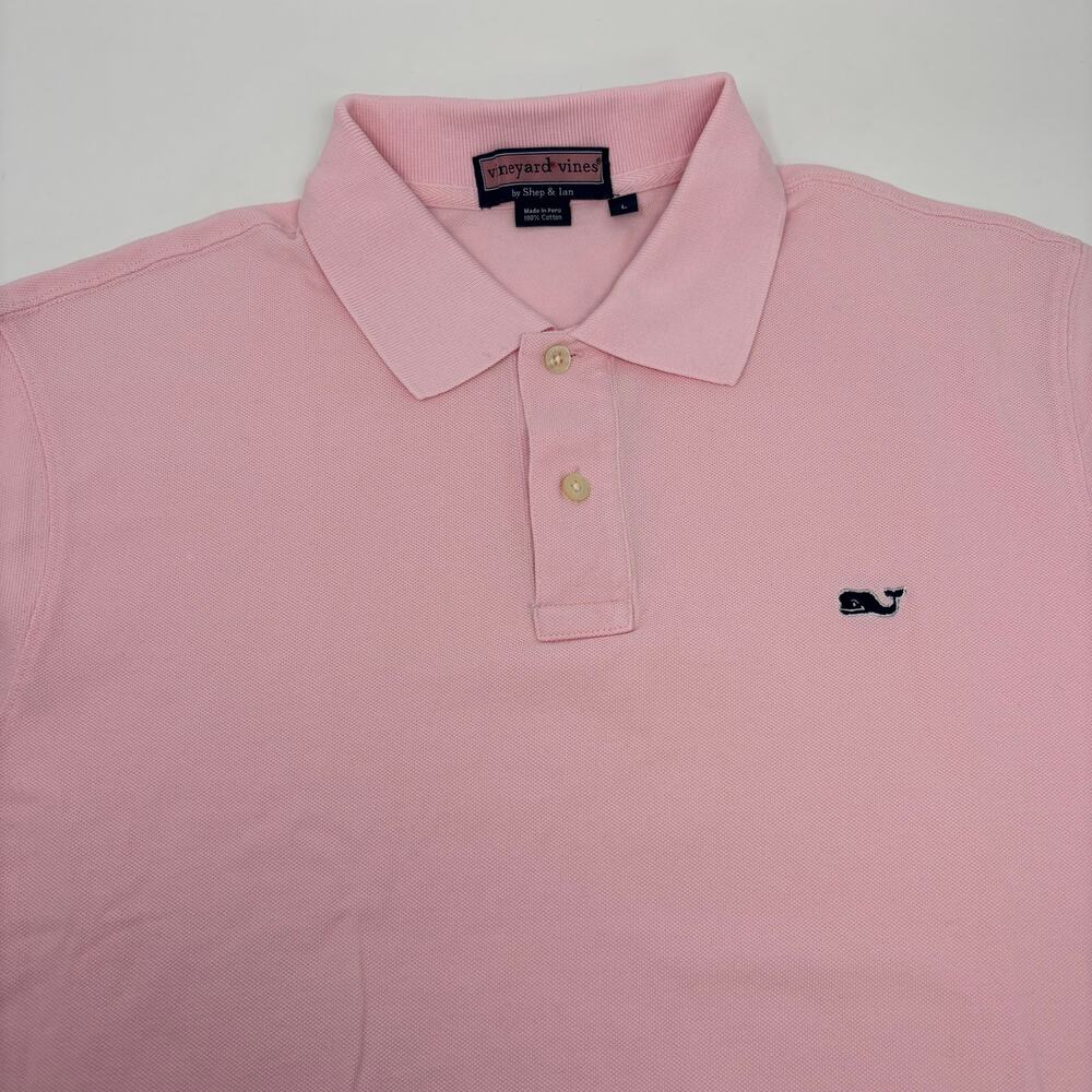 Vineyard Vines Mens Large Solid Pink Short Sleeve Polo Shirt